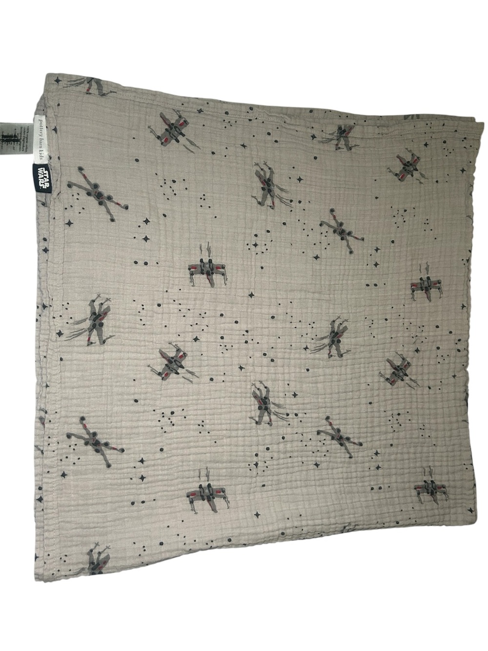 Pottery‎ Barn Star Wars Collab X-Wing Muslin Swaddle Light Gray Toddler Baby